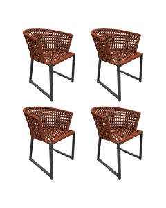 Kit 4 Cadeiras Berlim Alumínio Corda Náutica Terracota
