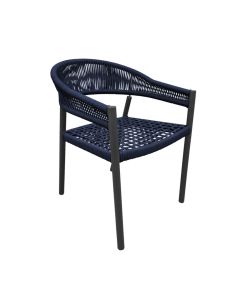 Cadeira Cannes Alumínio Encosto Corda Náutica Azul Marinho