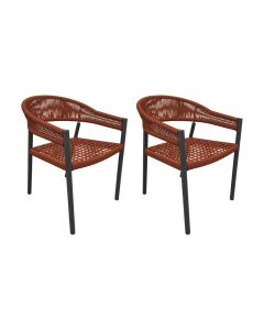 Kit 2 Cadeiras Cannes Alumínio Encosto Corda Náutica Rami Terracota