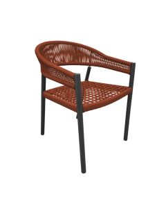 Cadeira Cannes Alumínio Encosto Corda Náutica Terracota