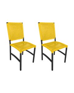Kit 2 Cadeiras Deck Alumínio Junco Sintético Amarelo Unicolor
