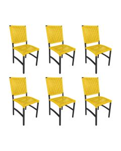 Kit 6 Cadeiras Deck Alumínio Junco Sintético Amarelo Unicolor