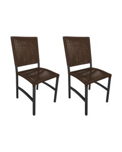Kit 2 Cadeiras Deck Alumínio Junco Sintético Cacau Unicolor