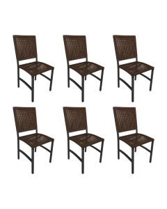 Kit 6 Cadeiras Deck Alumínio Junco Sintético Cacau Unicolor