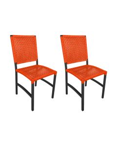 Kit 2 Cadeiras Deck Alumínio Junco Sintético Laranja Unicolor