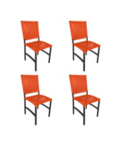 Kit 4 Cadeiras Deck Alumínio Junco Sintético Laranja Unicolor