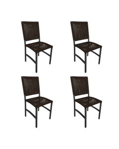Kit 4 Cadeiras Deck Alumínio Junco Sintético Tabaco Unicolor