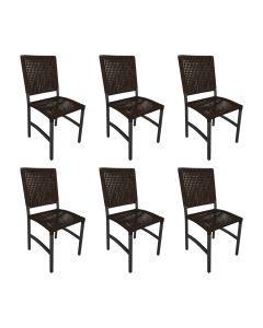 Kit 6 Cadeiras Deck Alumínio Junco Sintético Tabaco Unicolor