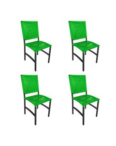 Kit 4 Cadeiras Deck Alumínio Junco Sintético Verde Unicolor