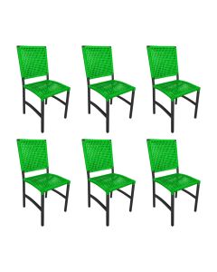 Kit 6 Cadeiras Deck Alumínio Junco Sintético Verde Unicolor