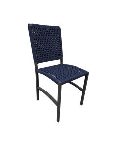 Cadeira Deck Alumínio Corda Náutica Azul Marinho