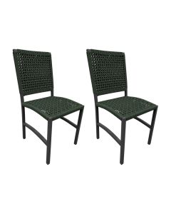 Kit 2 Cadeiras Deck Alumínio Corda Náutica Verde Militar