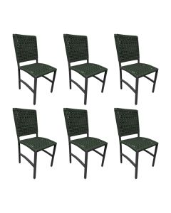 Kit 6 Cadeiras Deck Alumínio Alumínio Corda Náutica Verde Militar