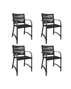 Kit 4 Cadeiras Resort Alumínio Fibra Torcida Preto