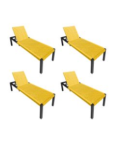 Kit 4 Espreguiçadeiras Cancun Alumínio Junco Sintético Trançado Amarelo Unicolor
