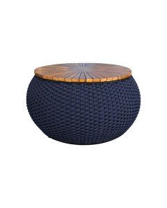 Mesa De Centro Barril Alumínio Corda Náutica Azul Marinho