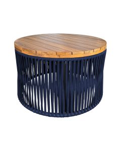 Mesa De Centro Berlim Alumínio Corda Náutica Azul Marinho