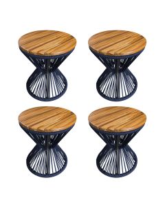 Kit 4 Puffs Ampulheta Alumínio Corda Náutica Azul Marinho 