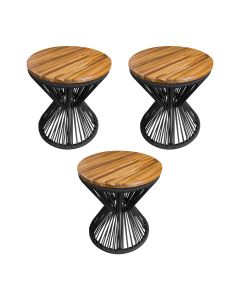Kit 3 Puffs Ampulheta Alumínio Corda Náutica Preto