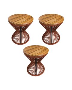 Kit 3 Puffs Ampulheta Alumínio Corda Náutica Terracota