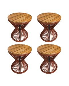 Kit 4 Puffs Ampulheta Alumínio Corda Náutica Terracota