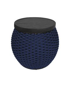Puff Barril Tampo Aluminio Corda Náutica Azul Marinho
