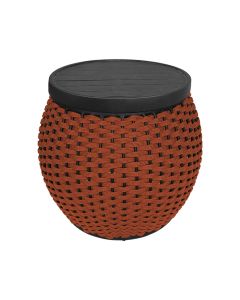 Puff Barril Tampo Aluminio Corda Náutica Terracota