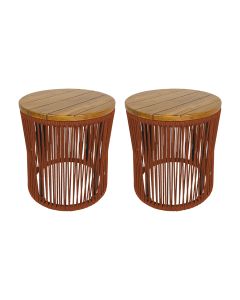 Kit 2 Puffs Lyon Alumínio Corda Náutica Terracota